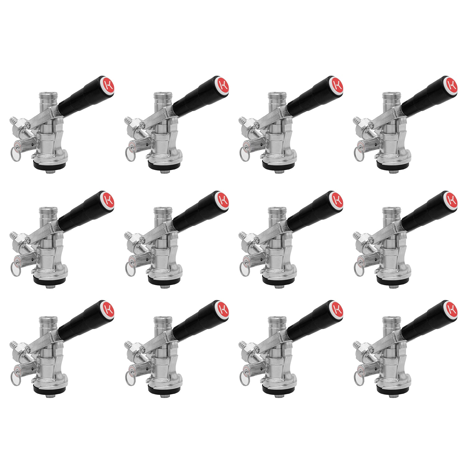 S System Keg Tap Coupler with Black Lever Handle - Set of 12