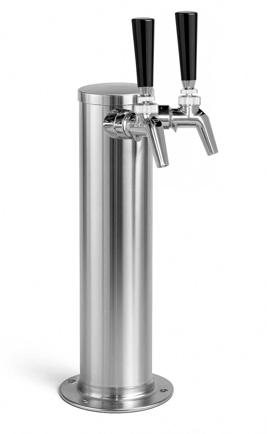 Chrome Plated Metal Dual Faucet Draft Beer Tower - 3-Inch Column