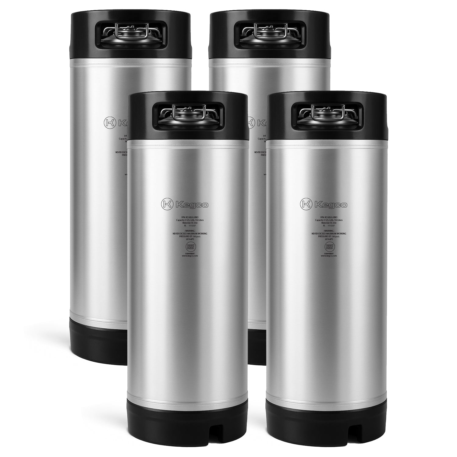 5 Gallon Ball Lock Keg with Rubber Handle - Set of 4