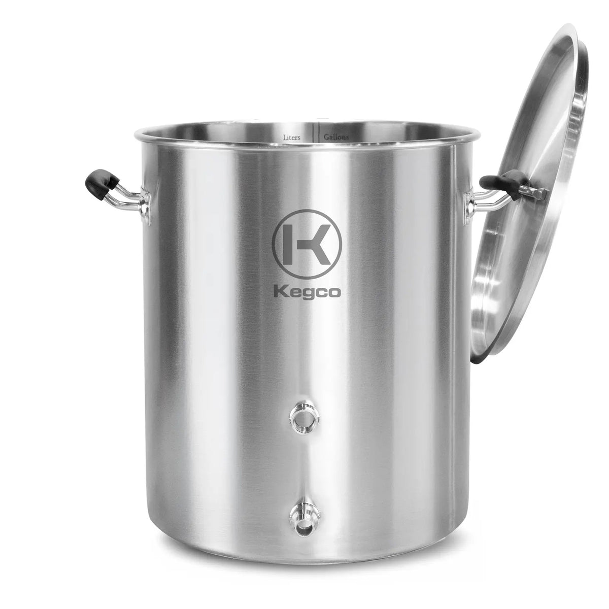 Kegco brew kettle with lid and handles