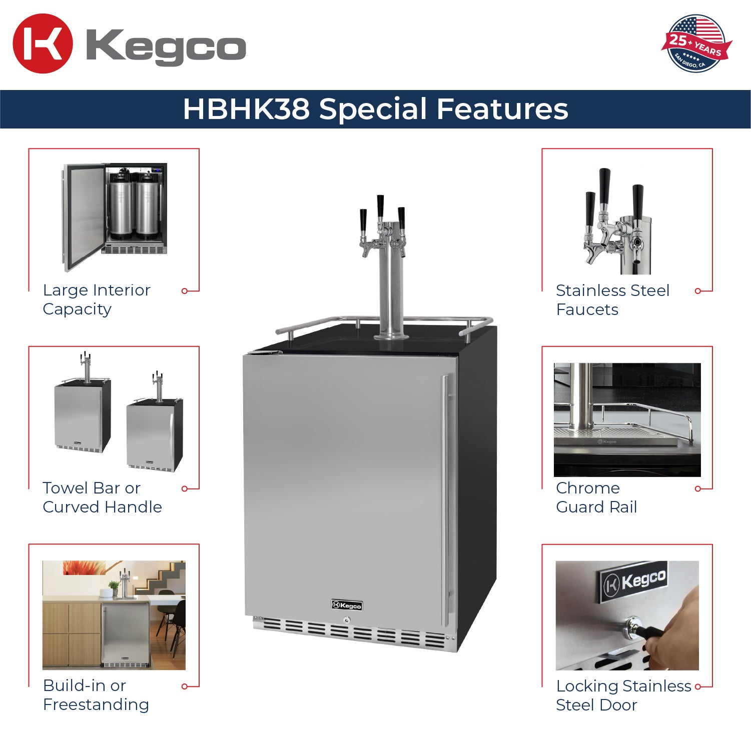 Kegco HBHK38BSU-L-3 Kegerator features