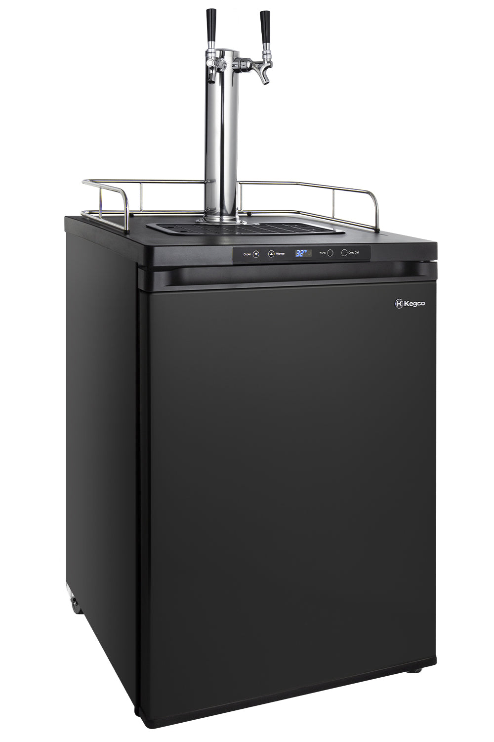 Dual Two Keg Faucet Digital Homebrew Kegerator - Black Matte Cabinet