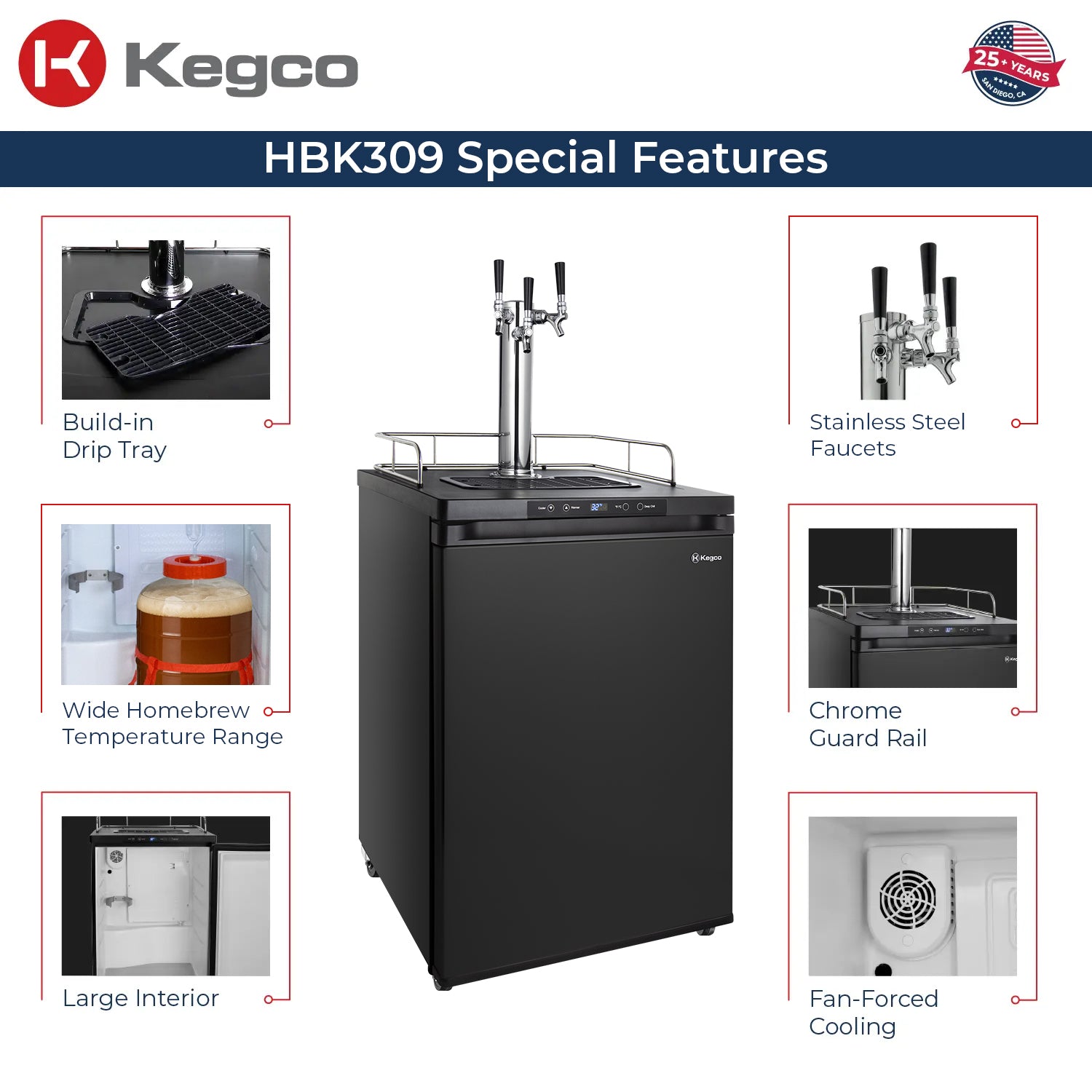 HBK309B-3 homebrew beer dispenser features