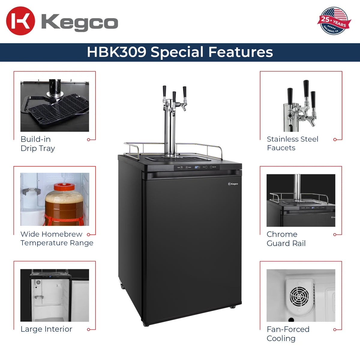 HBK309B-3 homebrew beer dispenser features