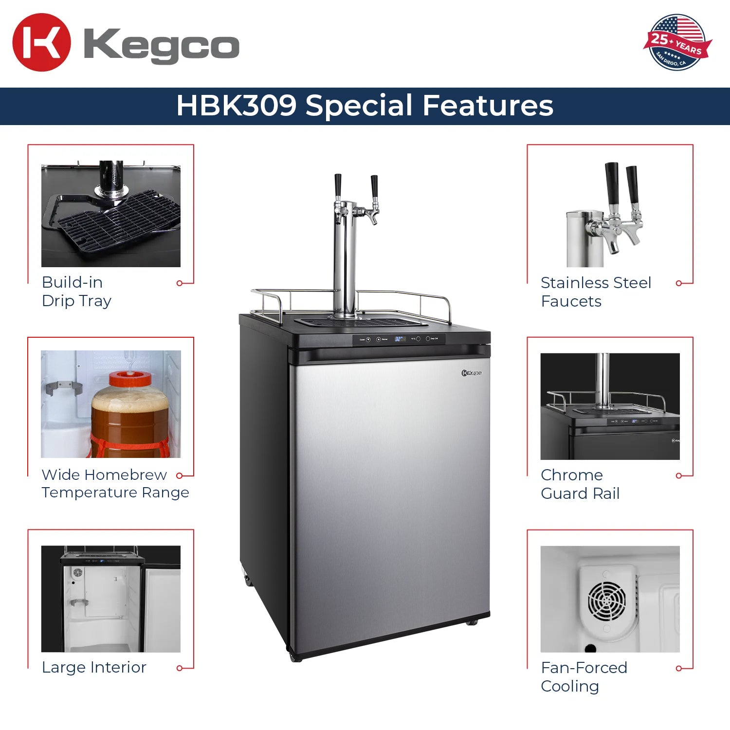 HBK309SS-2 kegerator features