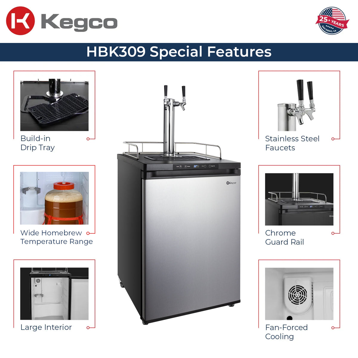 HBK309SS-2 kegerator features