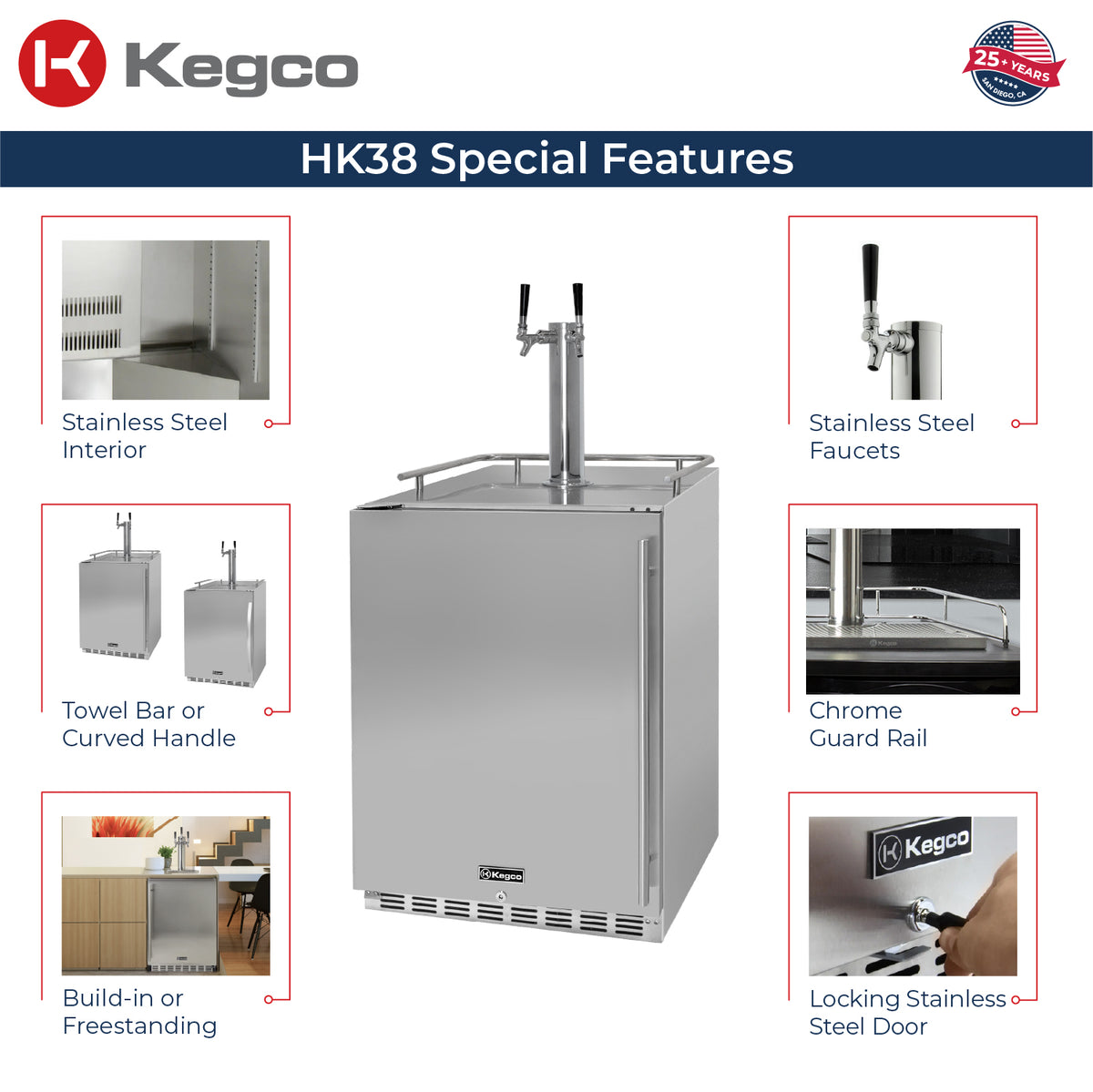 Kegco HK38SSU-L-2 Kegerator Features