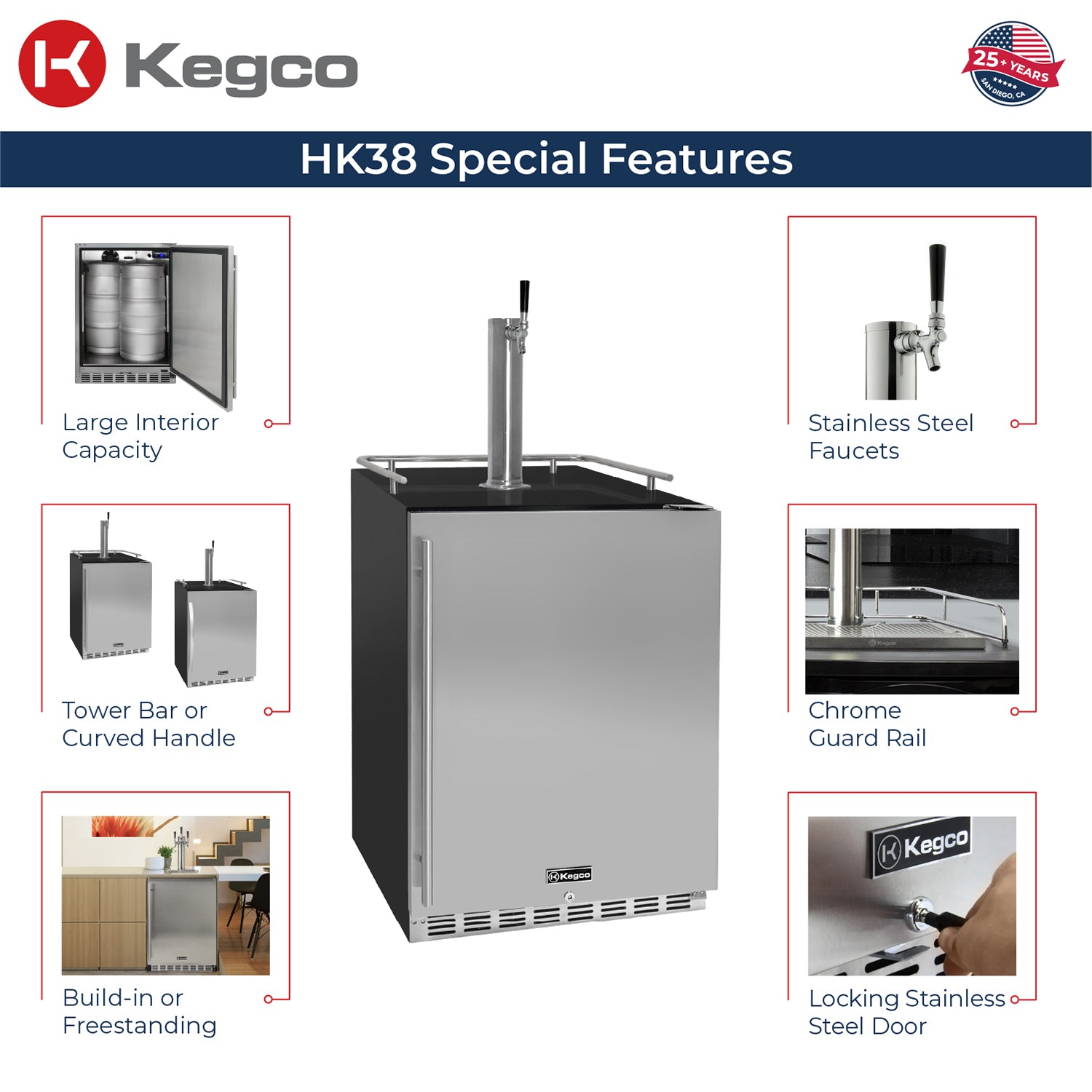 Kegco ICHK38BSU-1 kegerator features