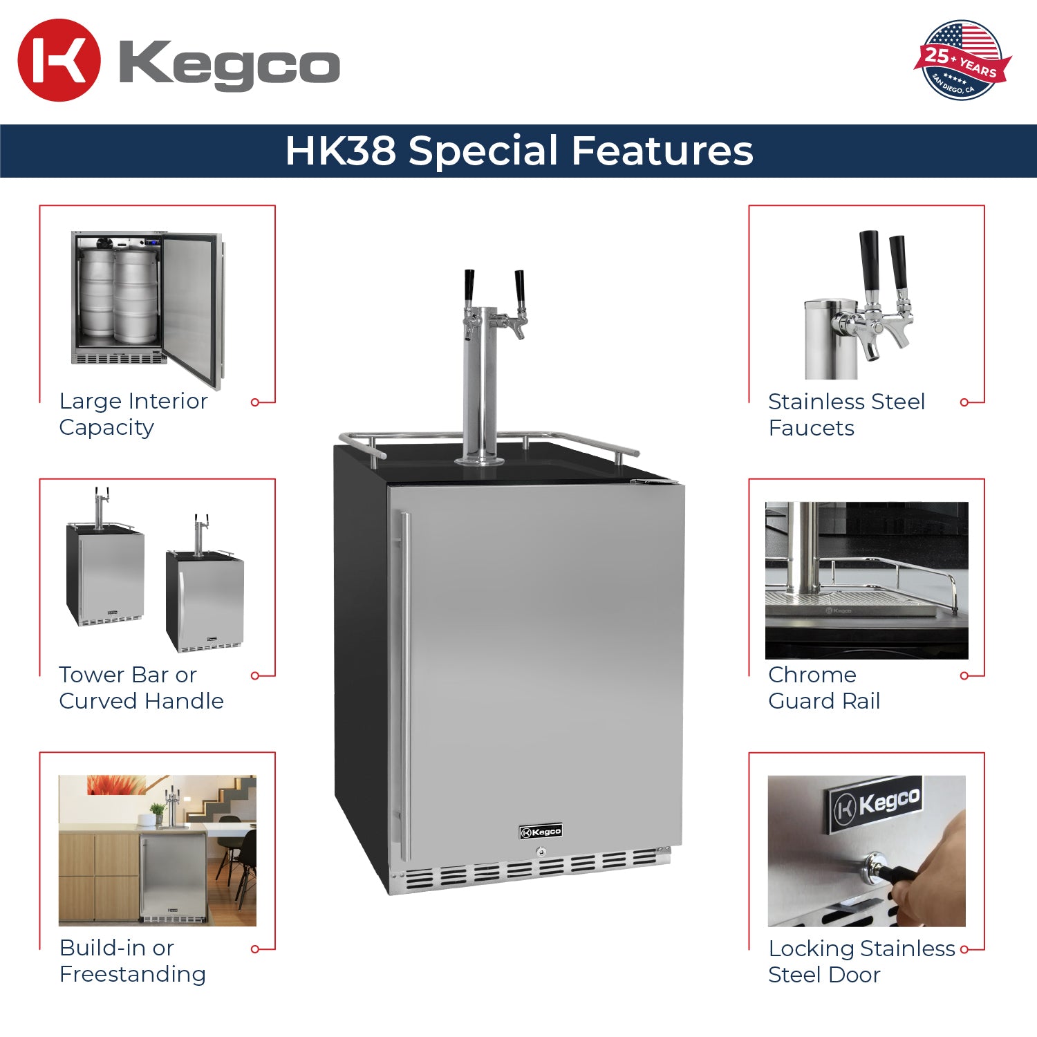 Kegco ICHK38BSU-2 Kegerator features