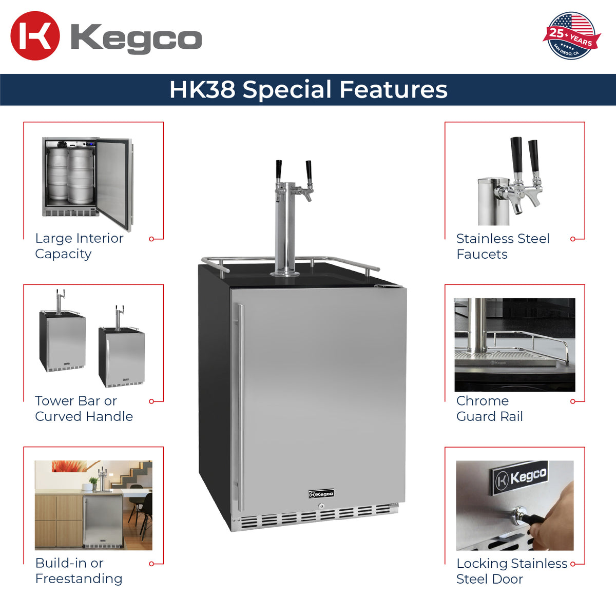 Kegco ICHK38BSU-2 Kegerator features