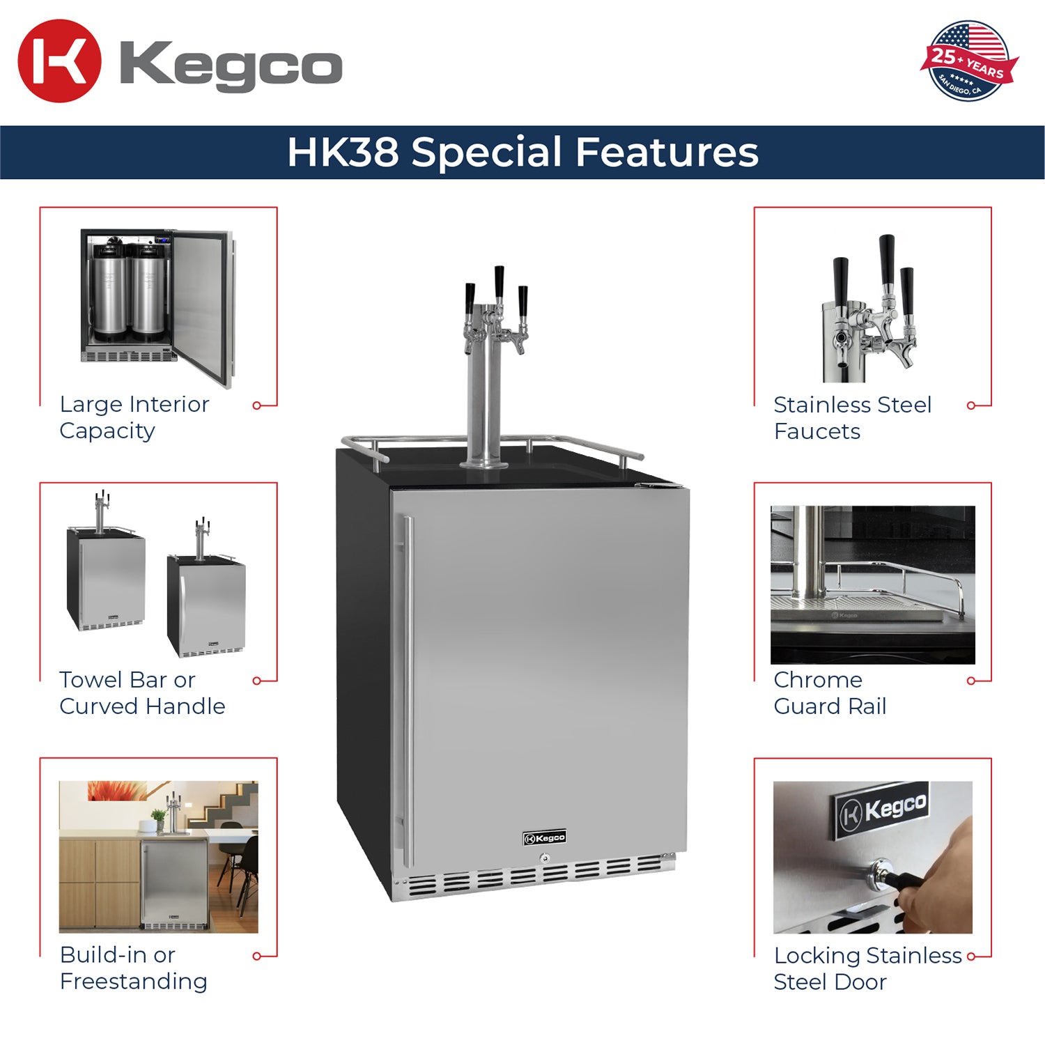 Kegco HK38BSU-3 Kegerator features