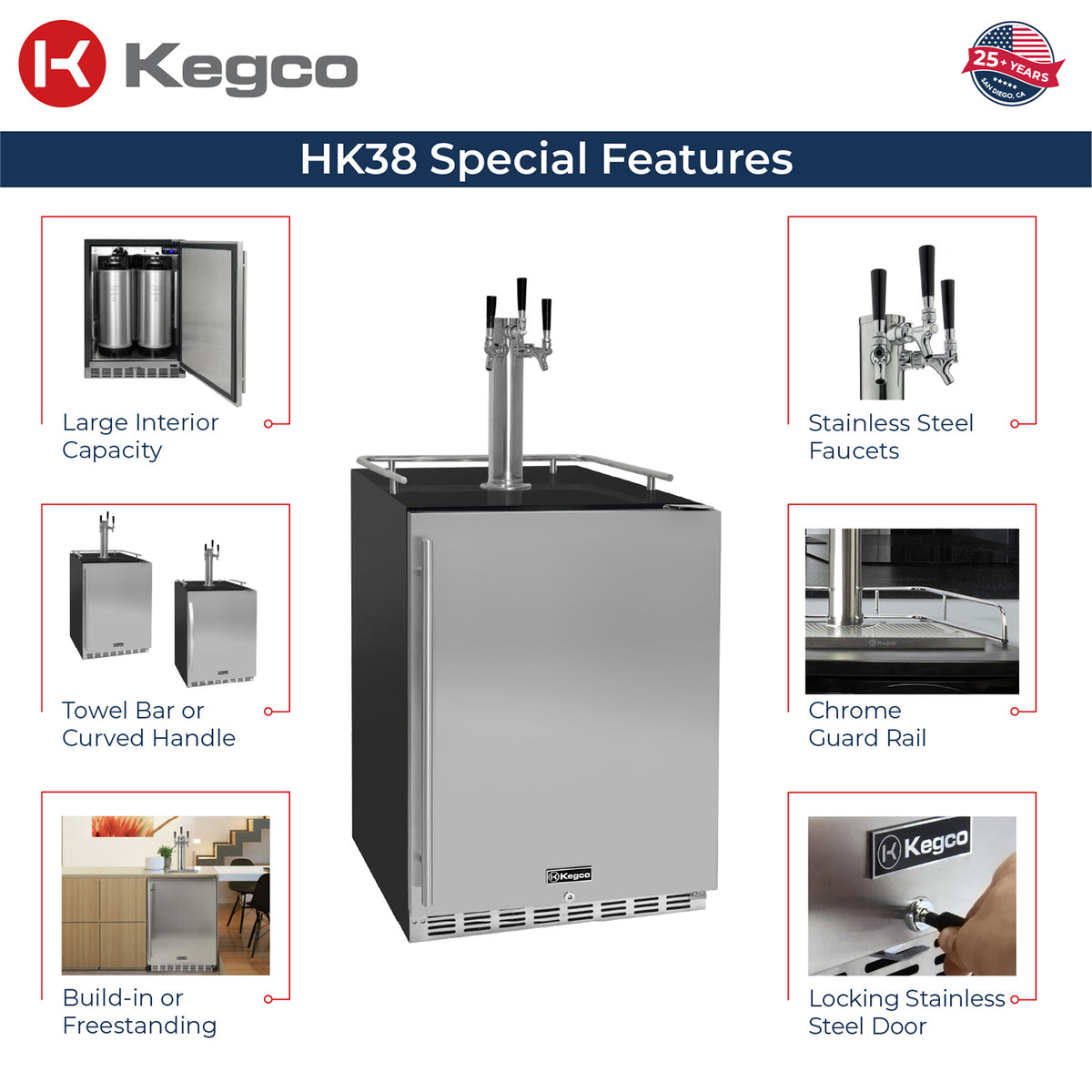 Kegco HK38BSU-3 Kegerator features
