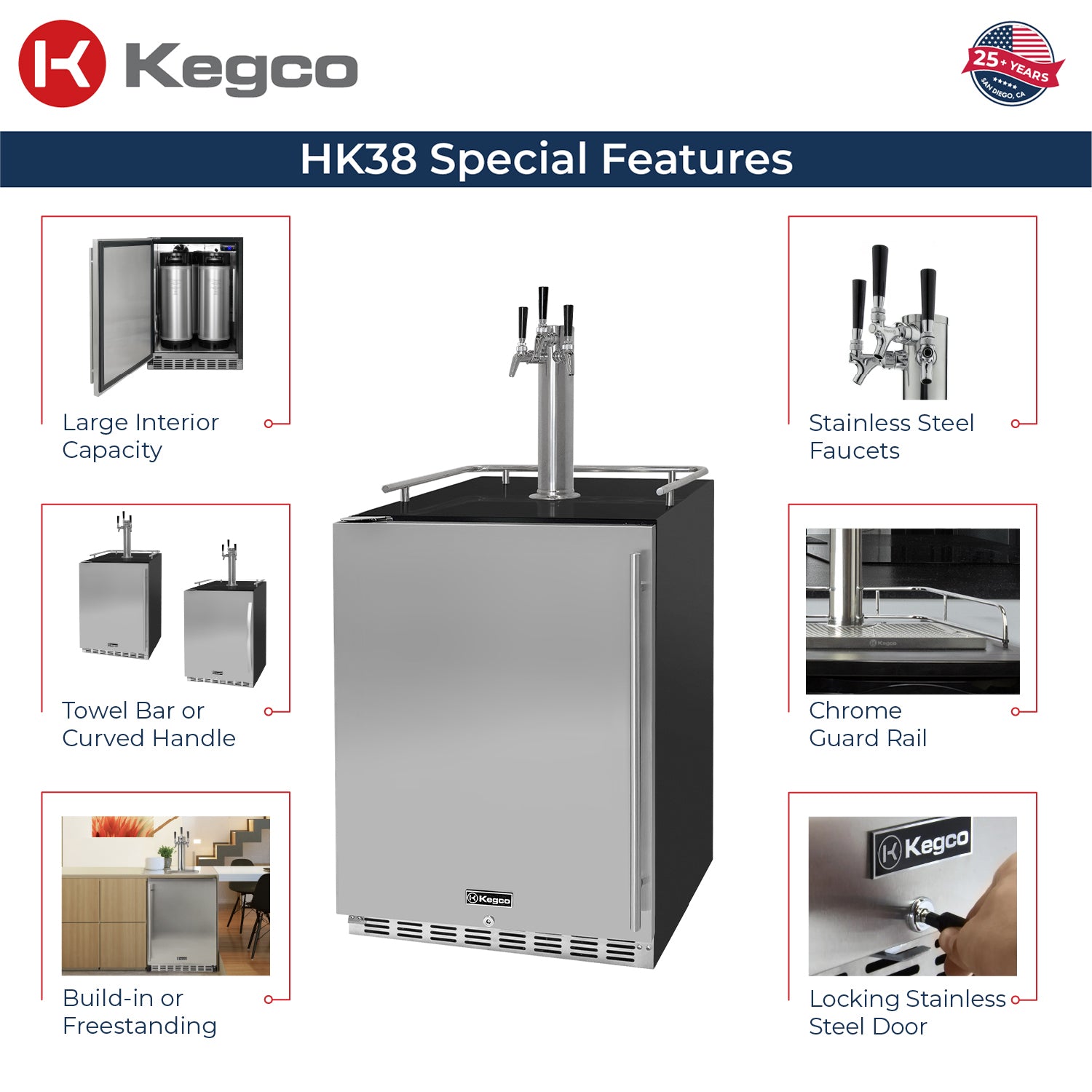Kegco ICHK38BSU-L-3 kegerator features