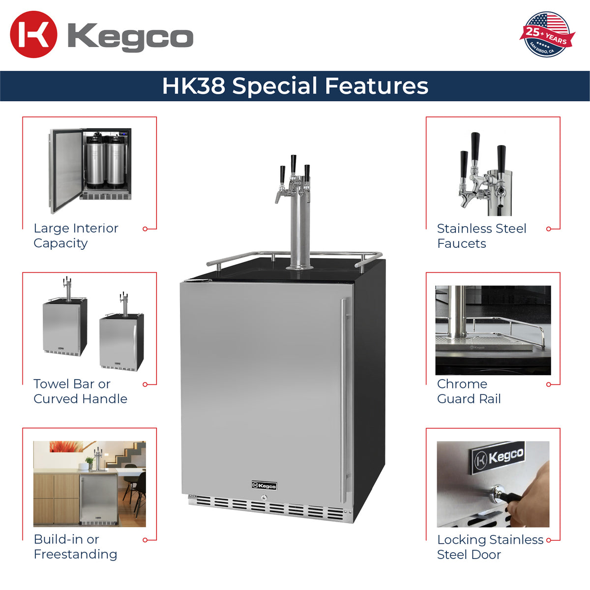 Kegco ICHK38BSU-L-3 kegerator features