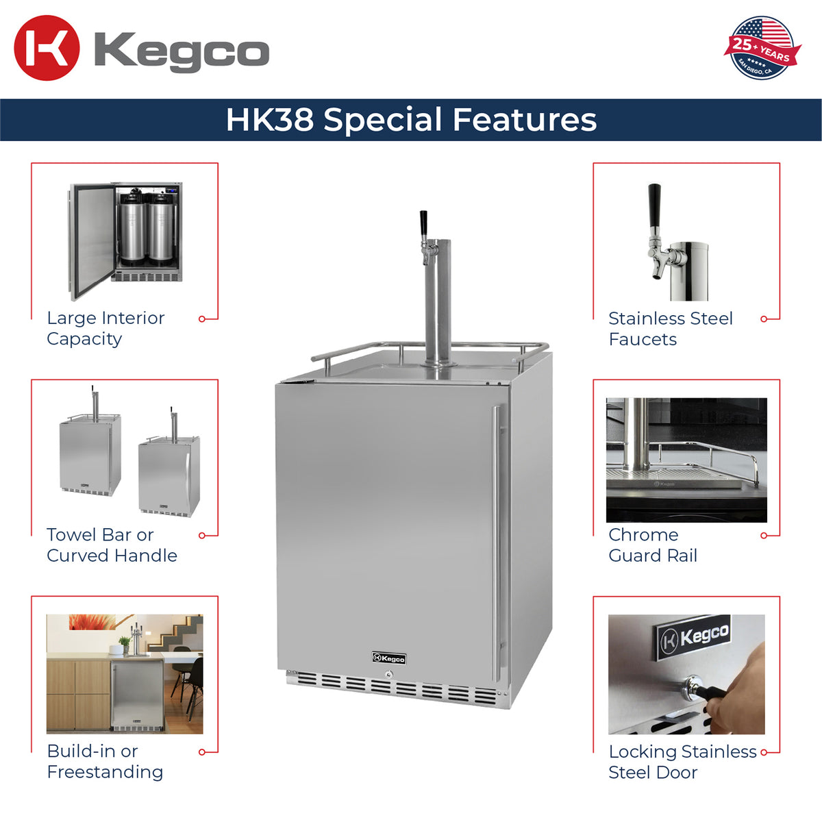 Kegco ICHK38SSU-L-1 kegerator features