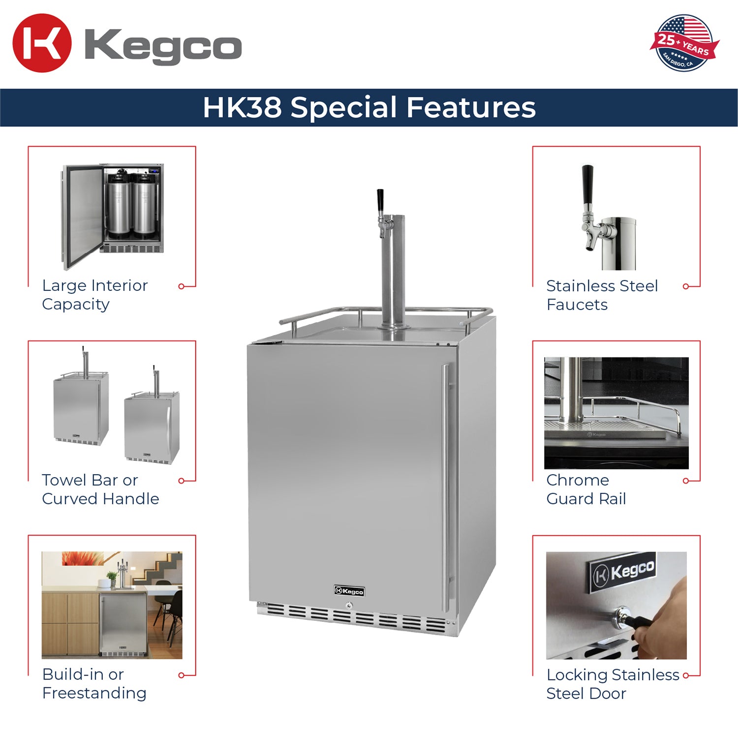 Kegco ICHK38SSU-L-1 kegerator features
