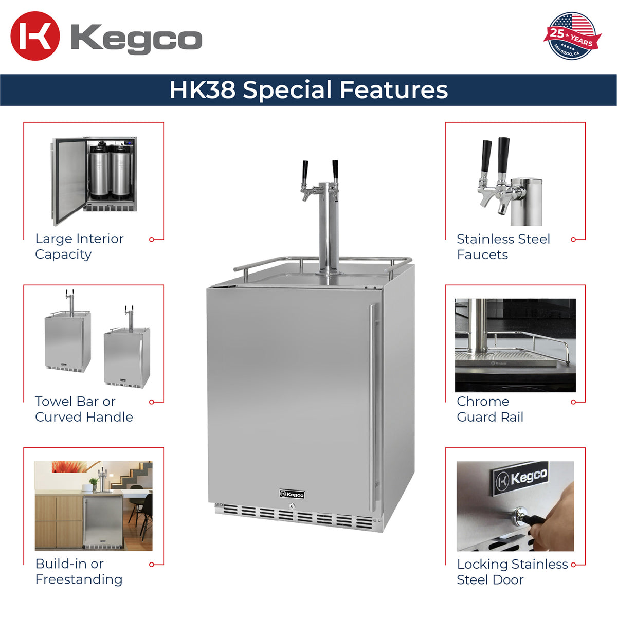 Kegco ICHK38SSU-L-2 kegerator features