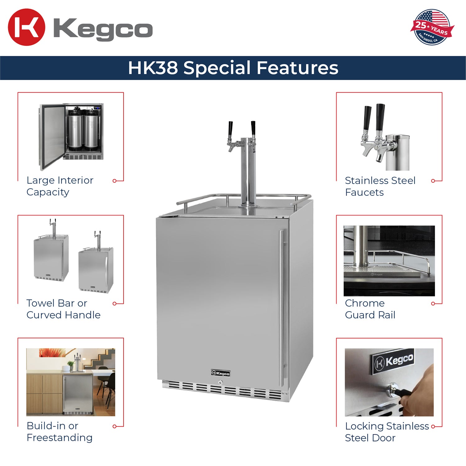 Kegco ICHK38SSU-L-2 kegerator features