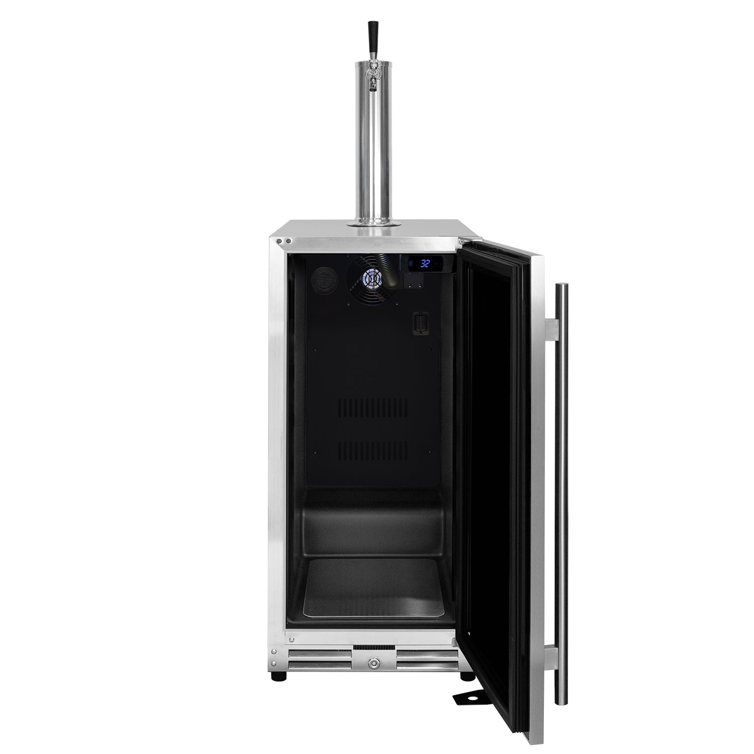 15" Wide Outdoor Cold Brew Undercounter Stainless Steel Built-In Right Hinge Kegerator