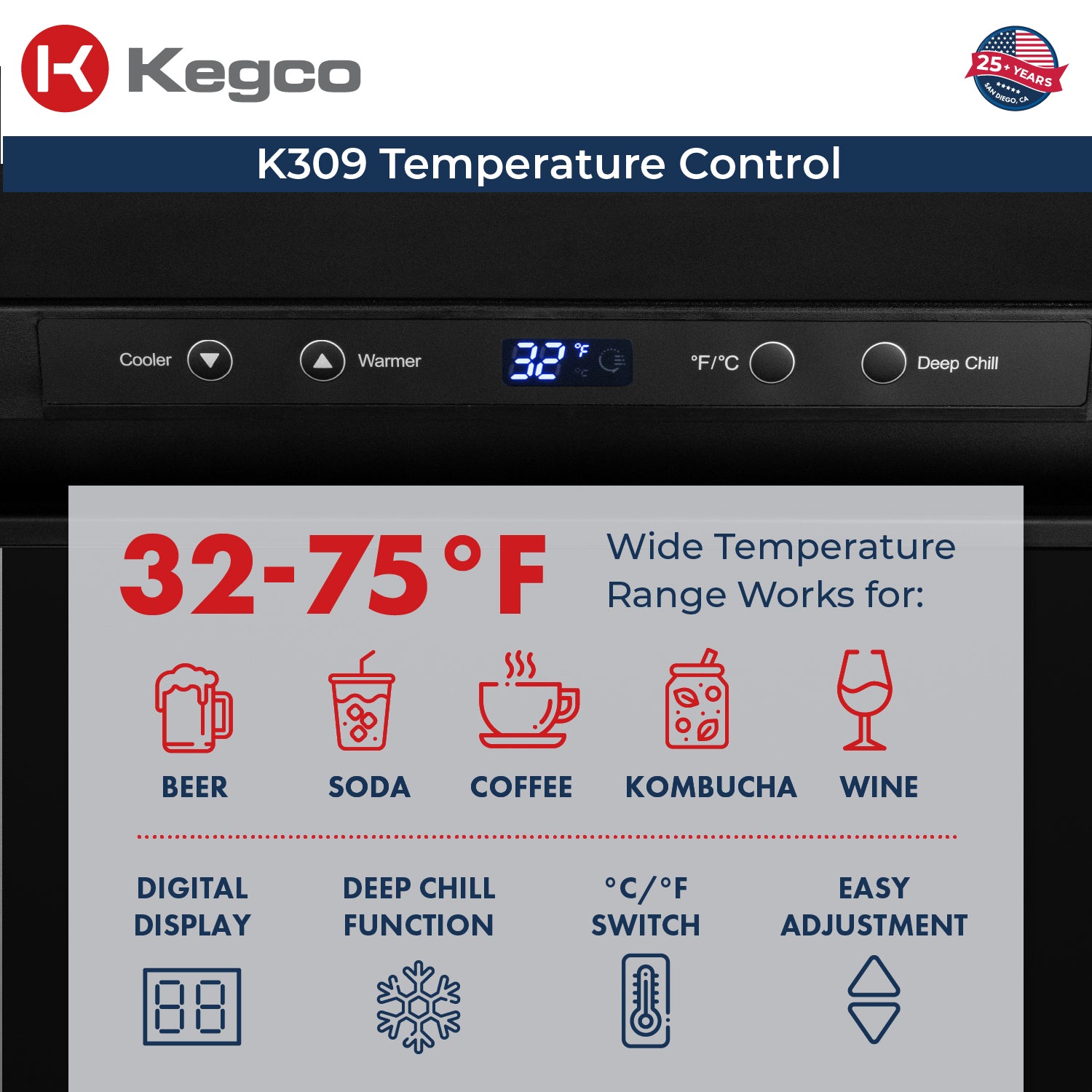 Digital Kegerator K309B-3 Temperature Control