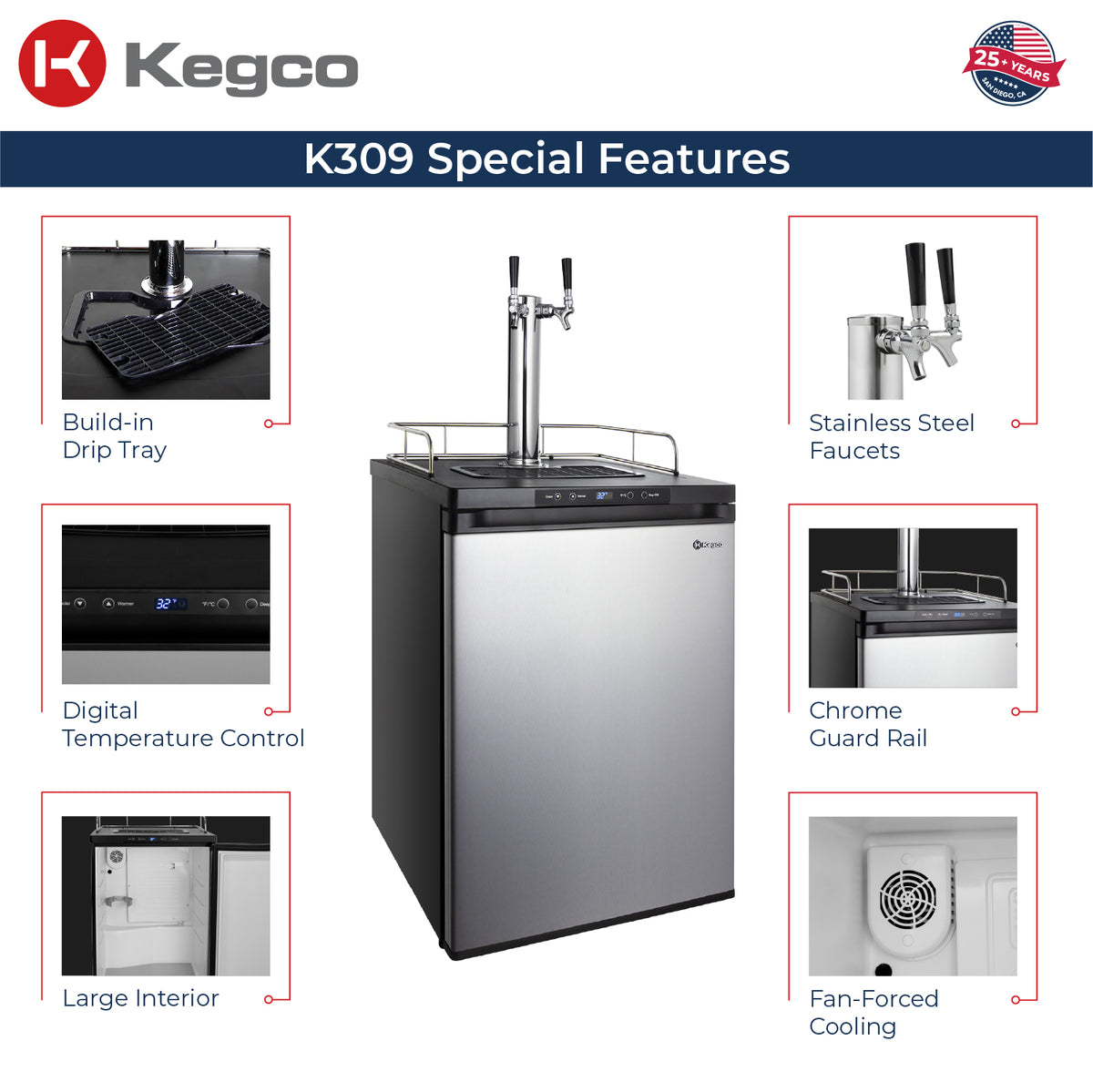 Digital Kegerator K309SS-2 Features