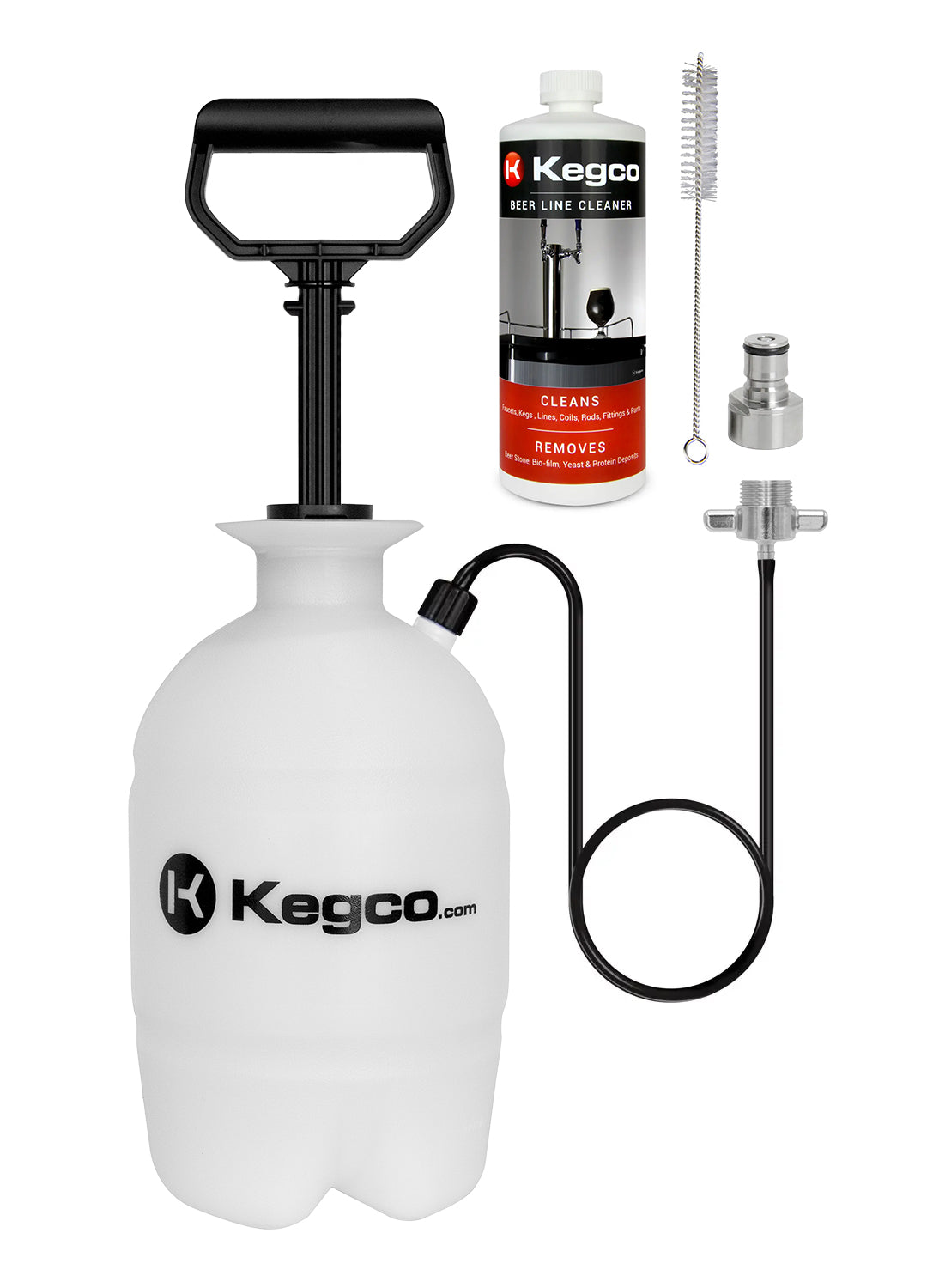 1 Gallon Homebrew Hand Pump Pressurized Kegerator Cleaning Kit w/32 oz. Kegco Liquid Cleaner