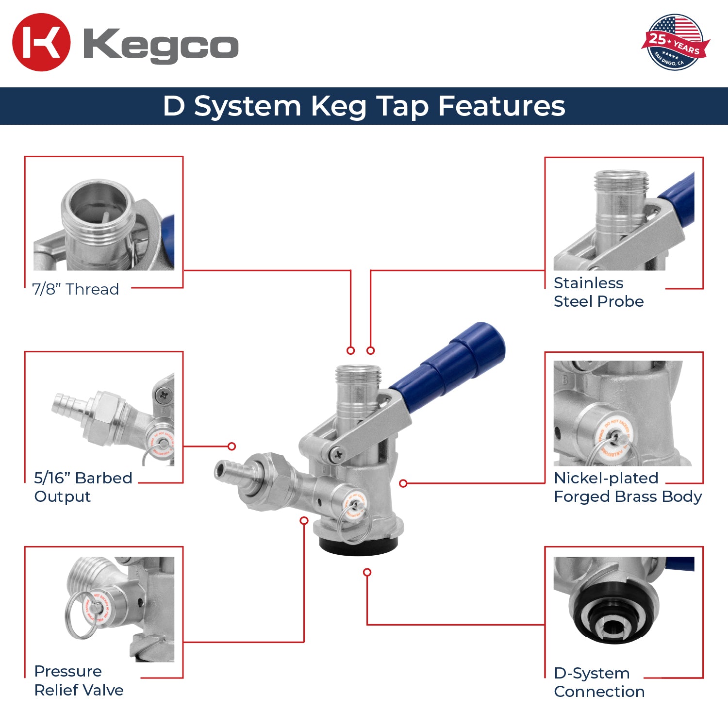Kegco HU-KT5DL-BL D System Keg Tap