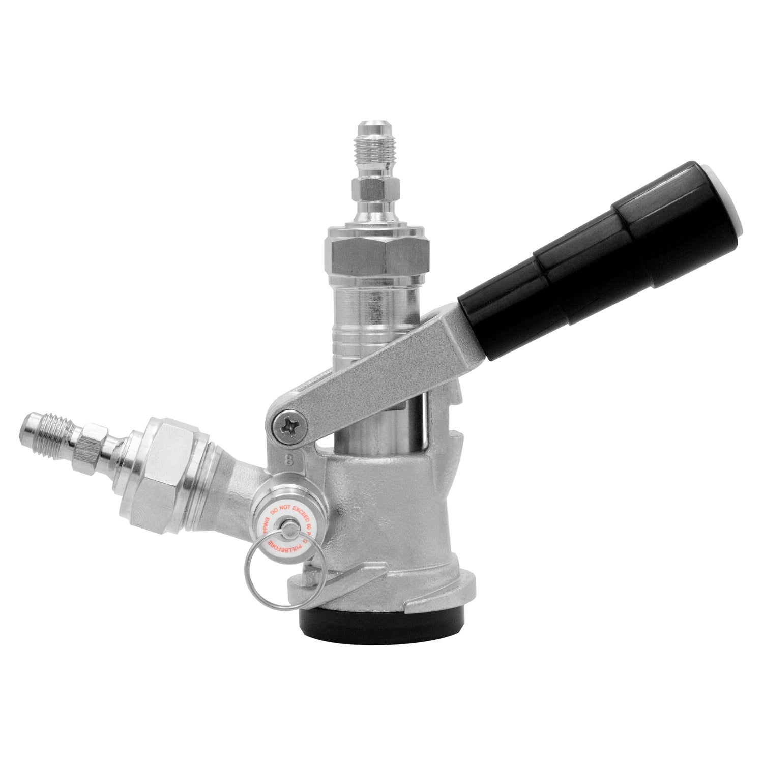 D System Keg Tap Coupler with Black Lever Handle and 1/4" MFL fittings