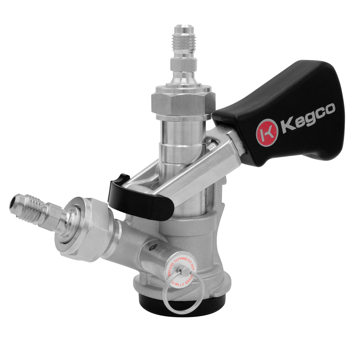 D System Keg Tap Coupler with Ergonomic Handle and 1/4" MFL Fittings