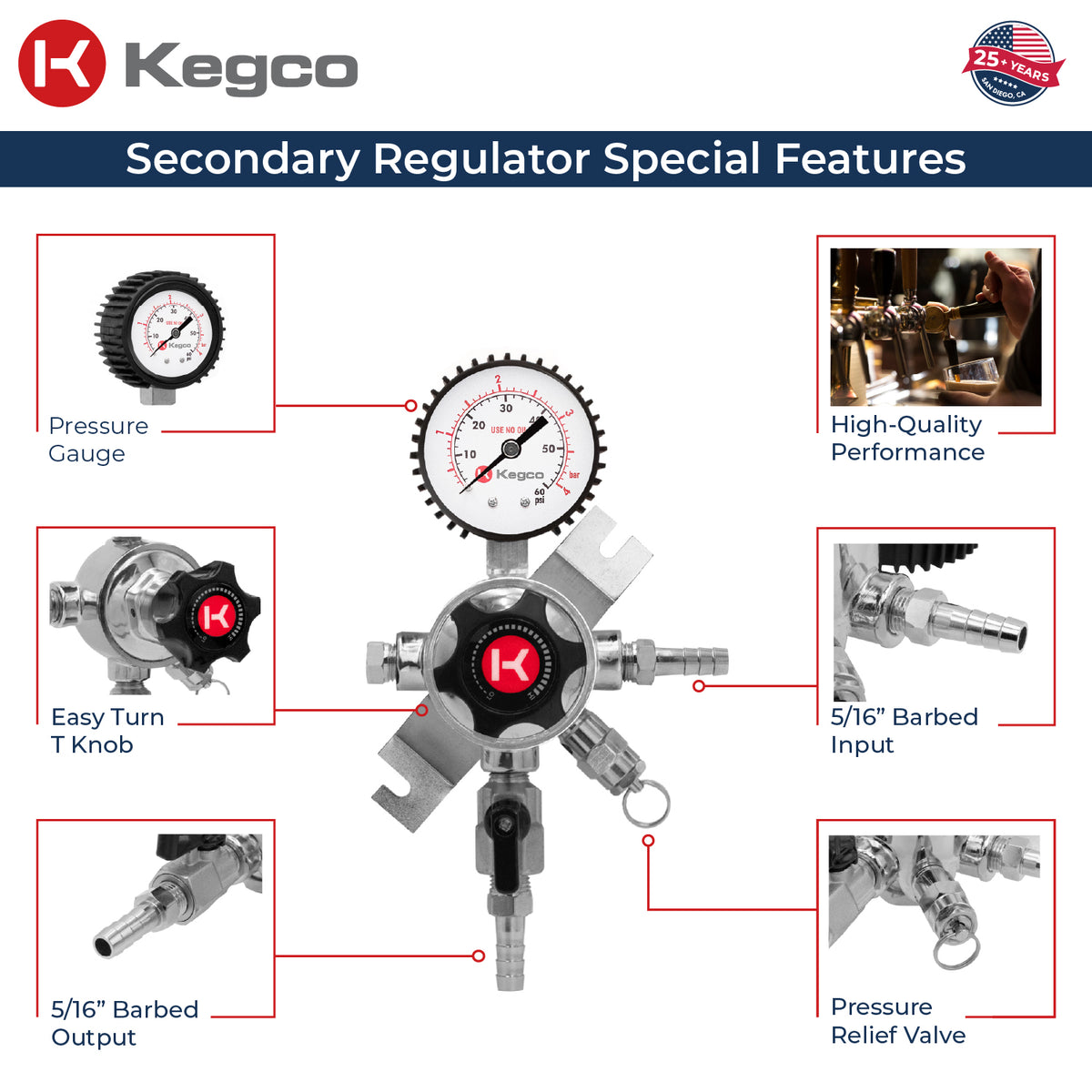 Kegco LHU5S-1 Regulator features
