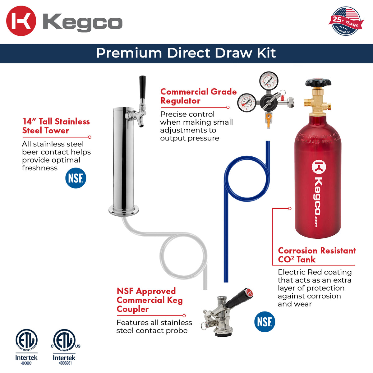 Kegco HK38SSU-1 Single Tap Draft Beer Dispense Kit