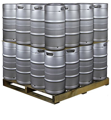 Pallet of 32 Kegco HS-K7.75G-DDI Kegs - Quarter Barrel Slim Commercial Keg with Drop-In Sankey D System Valve