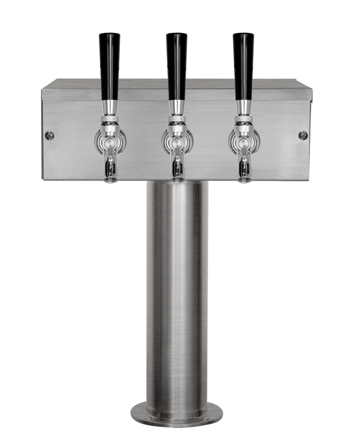 Brushed Stainless Steel T-Style 3 Faucet Beer Tower - 3" Column