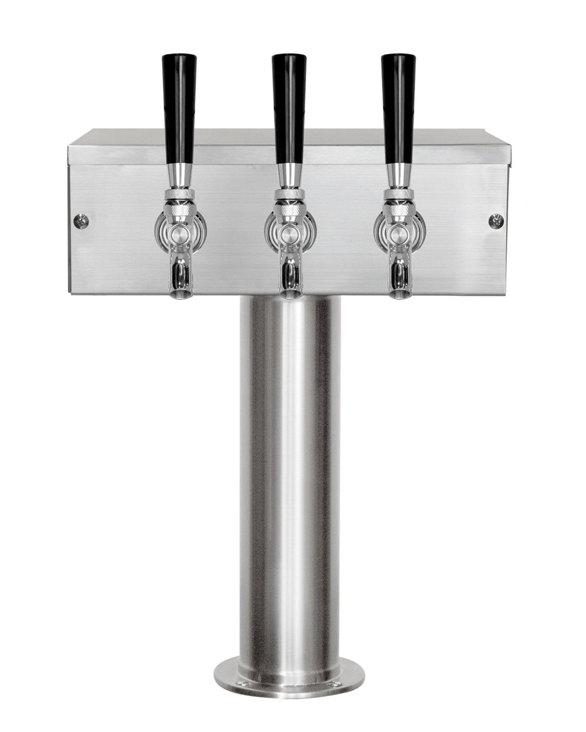 3 Faucet Polished Stainless Steel Draft Beer Tower - 100% Stainless Steel Contact