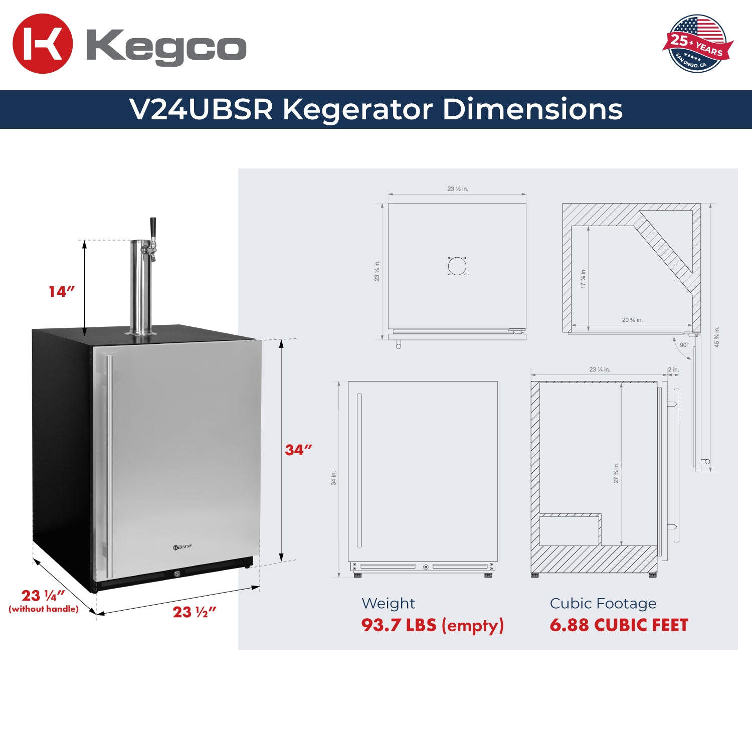Kegco kegerator dimensions