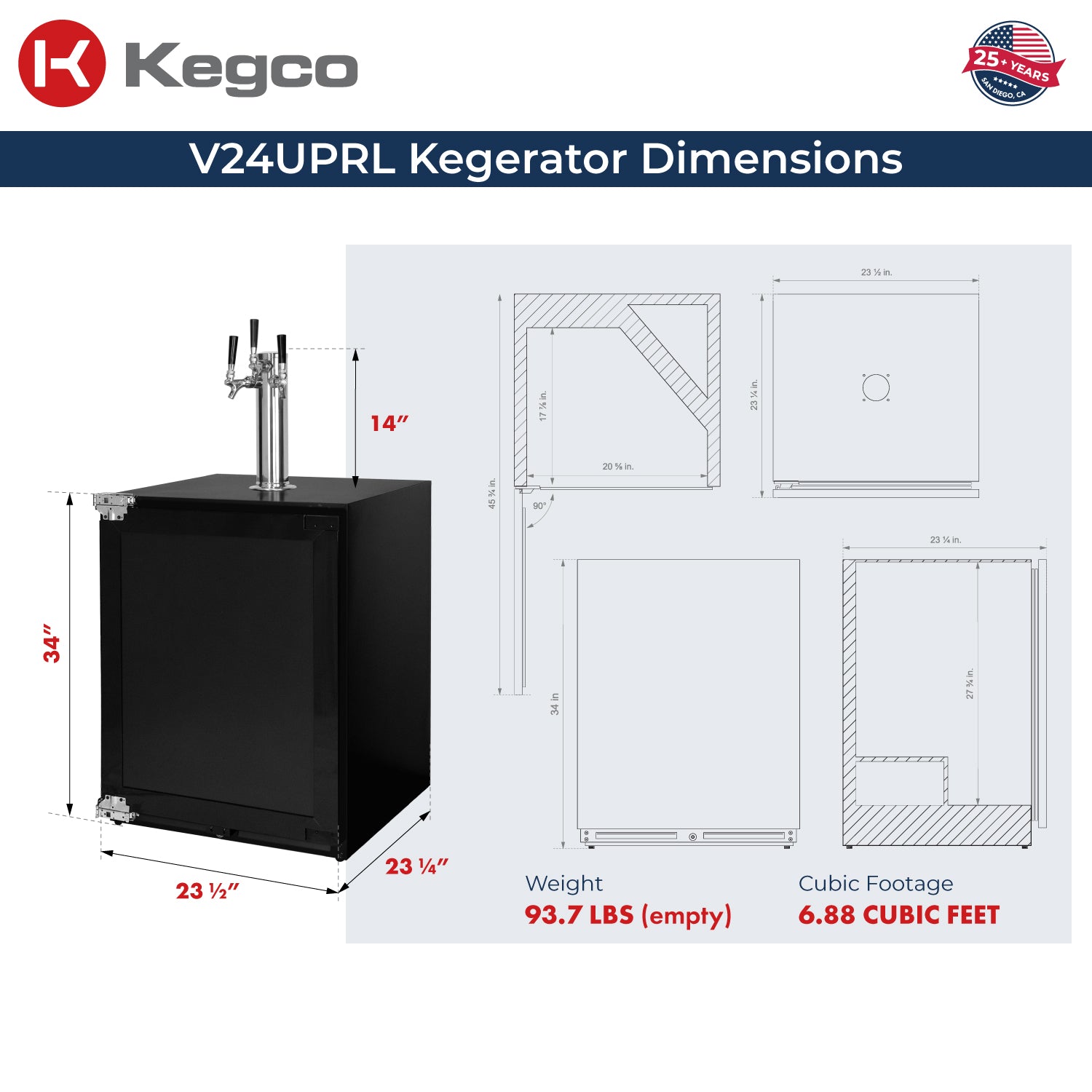 kegerator dimensions