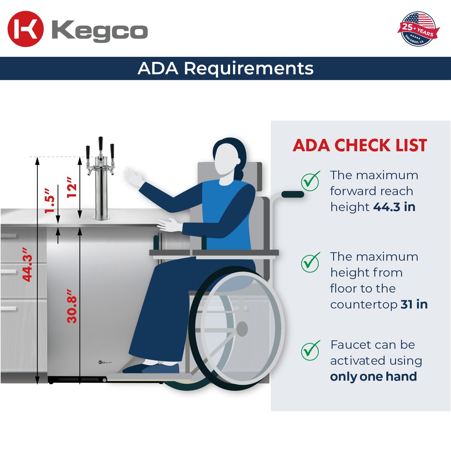 V32ADABSL-3 Ada Kegerator