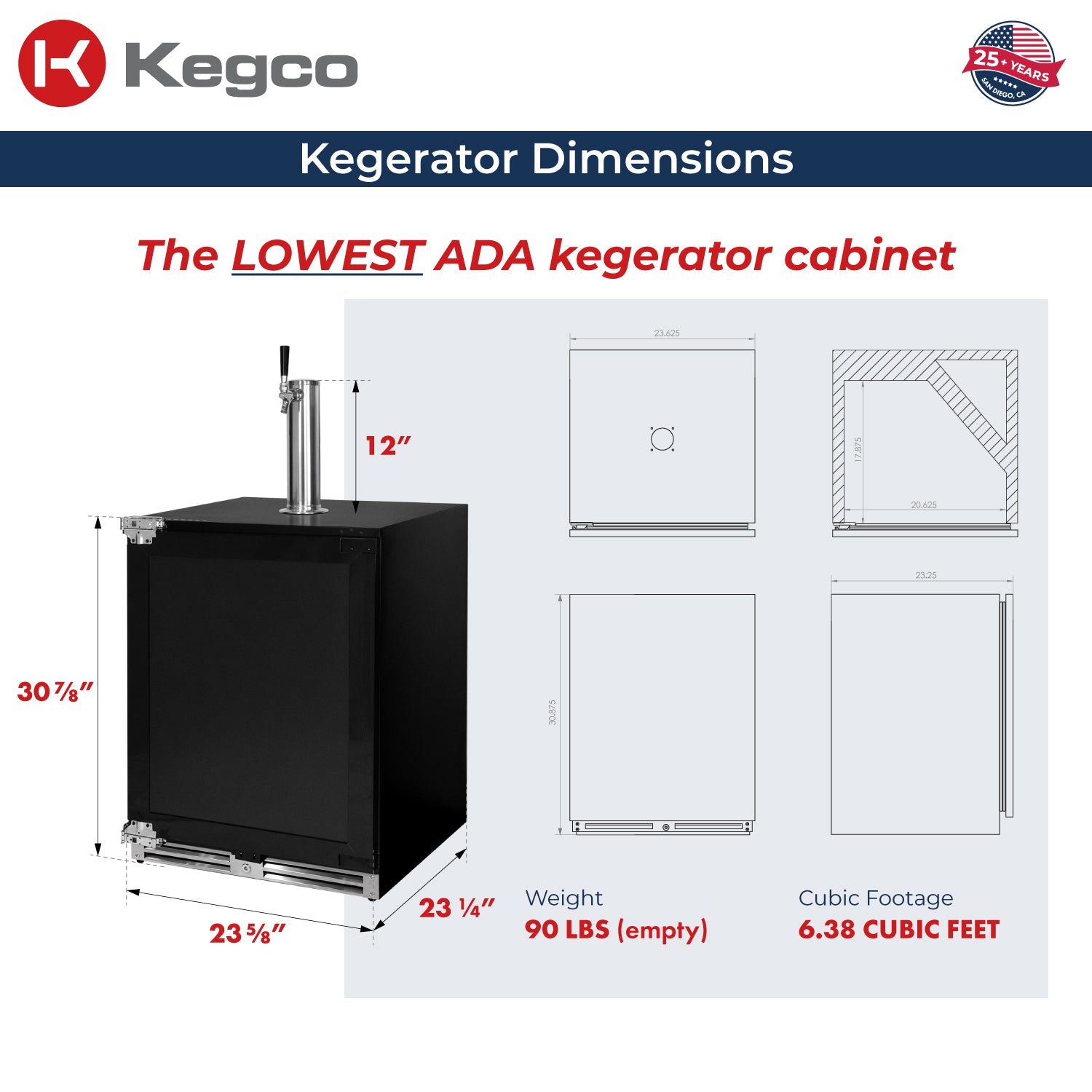 V32ADAPRL-1 Kegerator Dimensions