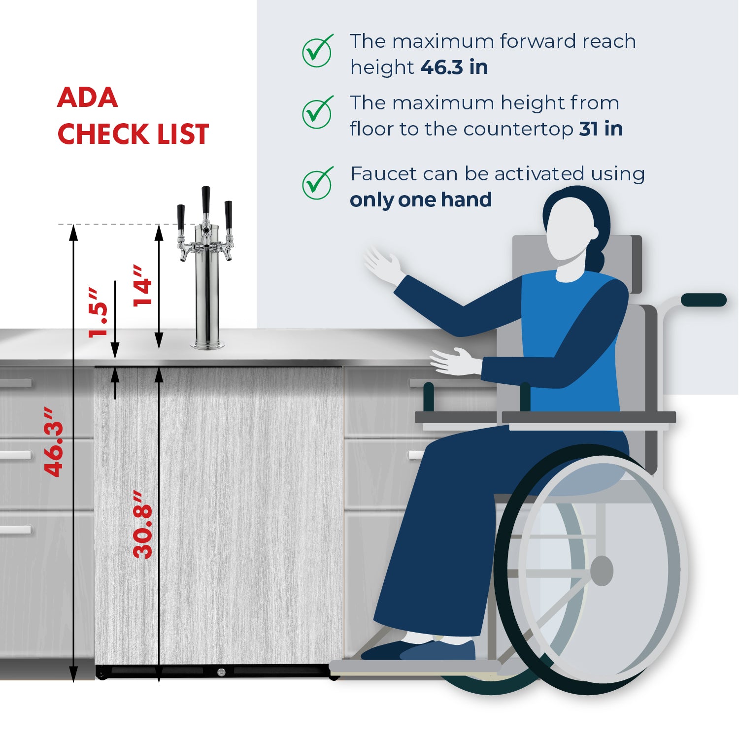 V32ADAPRL-3 Ada Kegerator