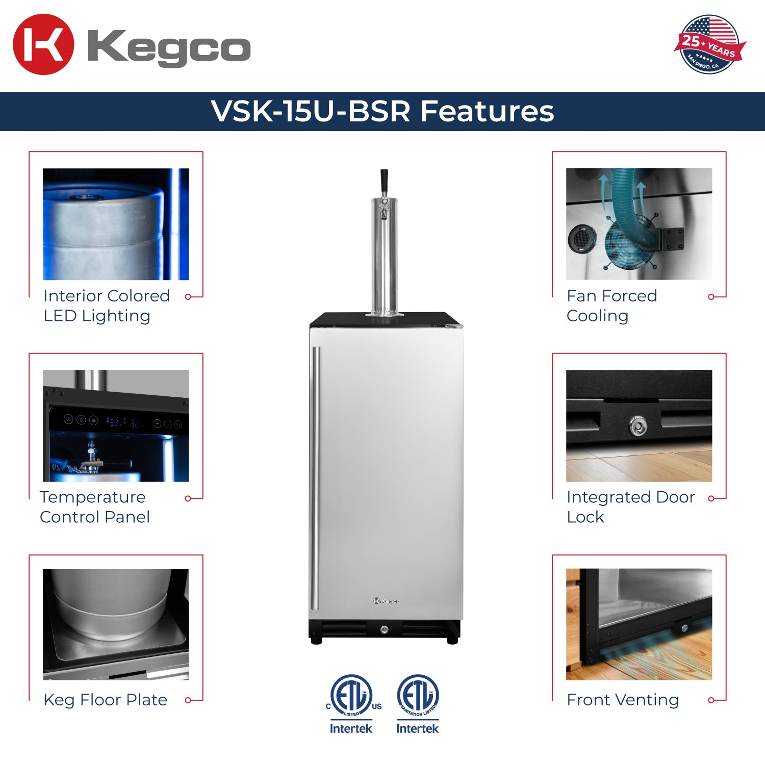 Kegco VS15-BK kegerator features