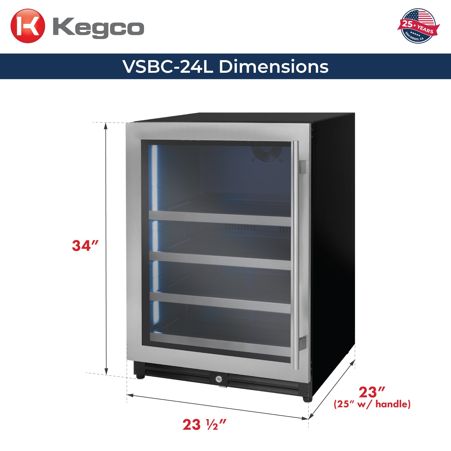 Kegco VSBC-24LSL beverage center dimensions