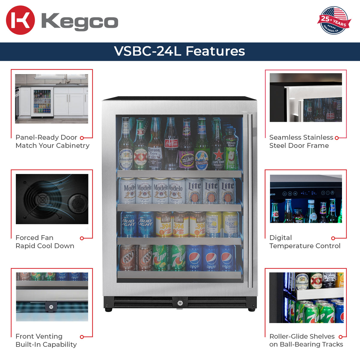 Kegco VSBC-24LSL beverage center features