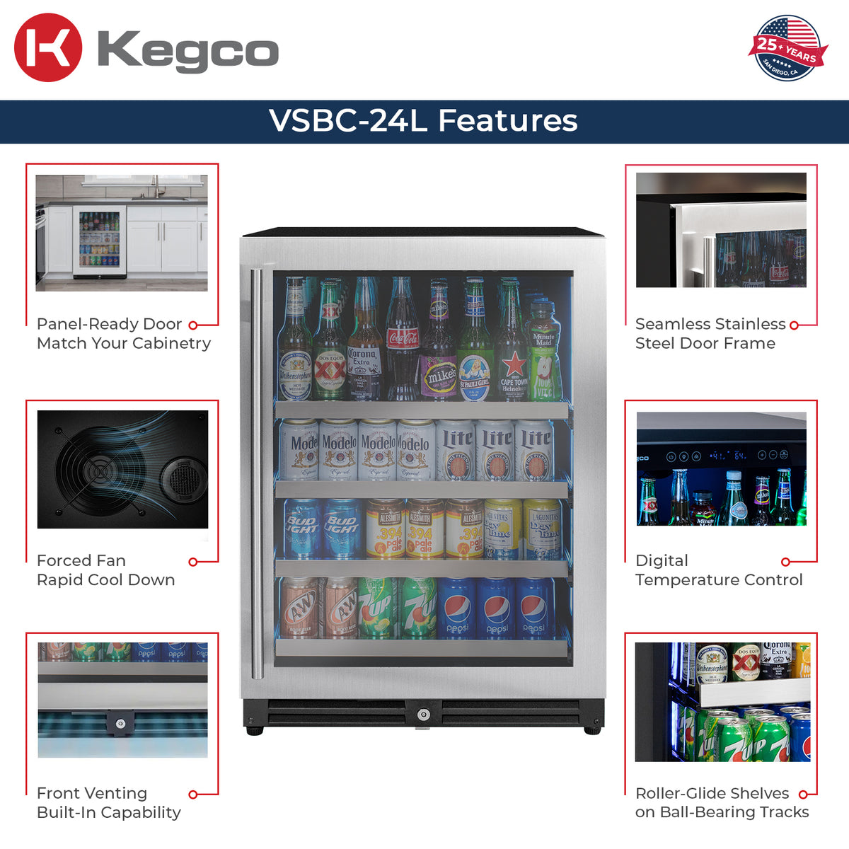 Kegco VSBC-24LSR beverage center features
