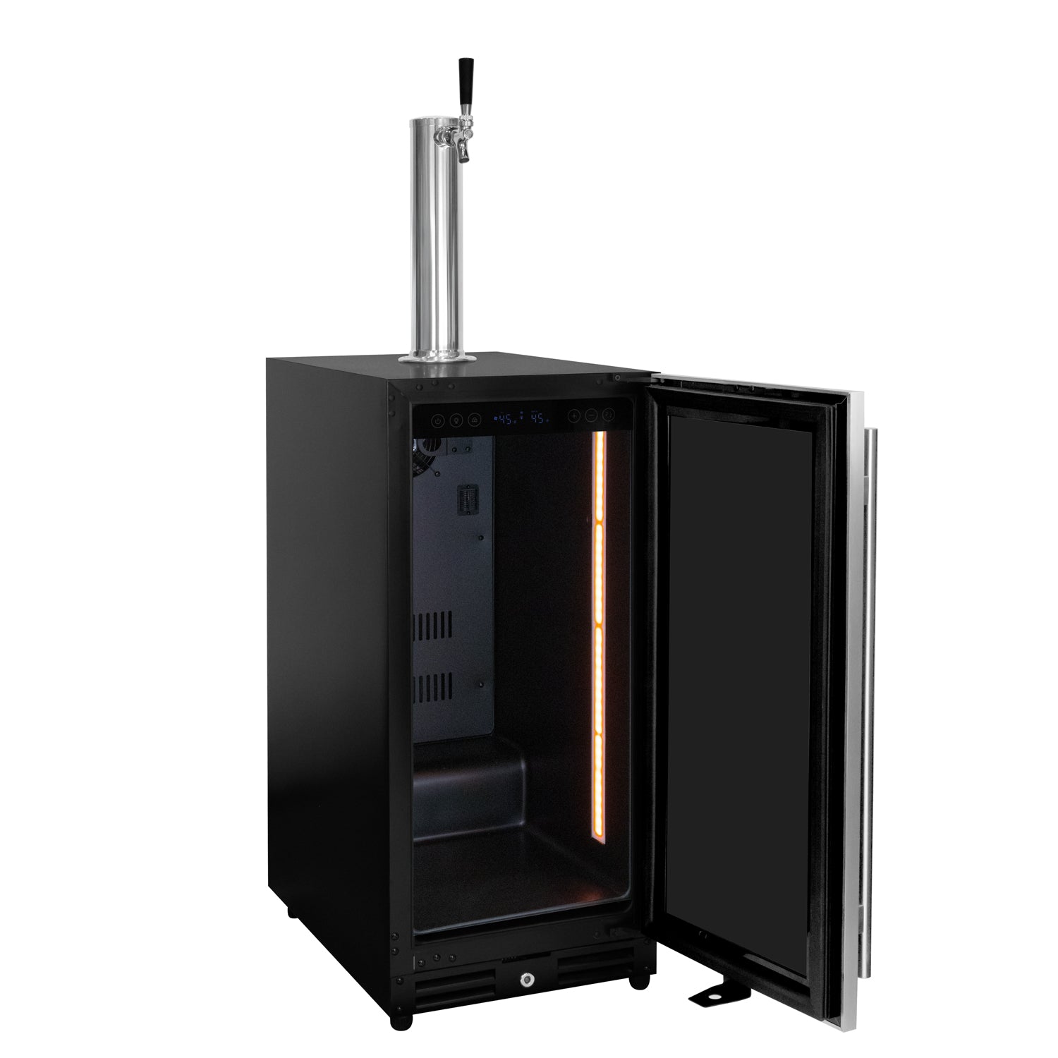 15" Wide Single Tap Stainless Steel Built-In Right Hinge Kegerator