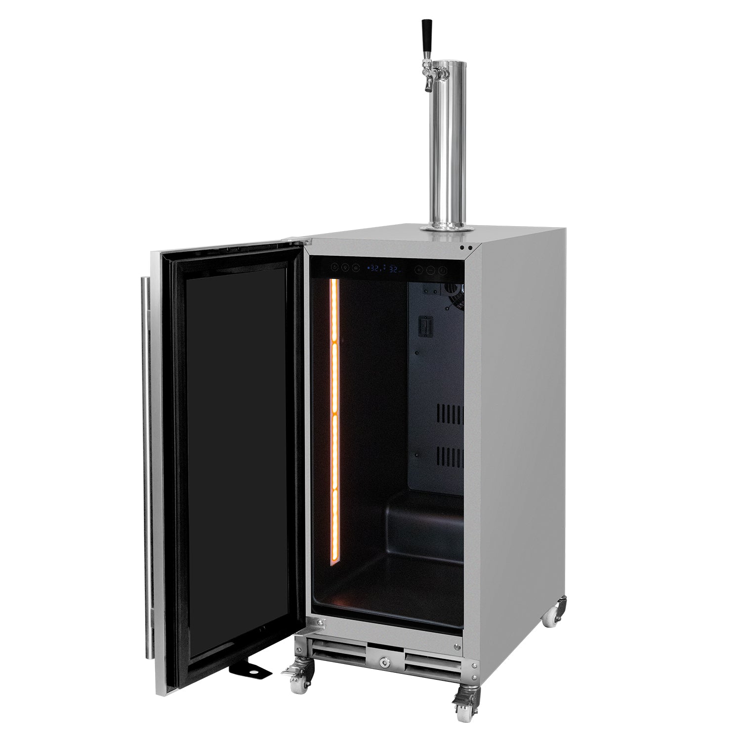 15" Wide Outdoor Single Tap Stainless Steel Built-In Left Hinge Kegerator