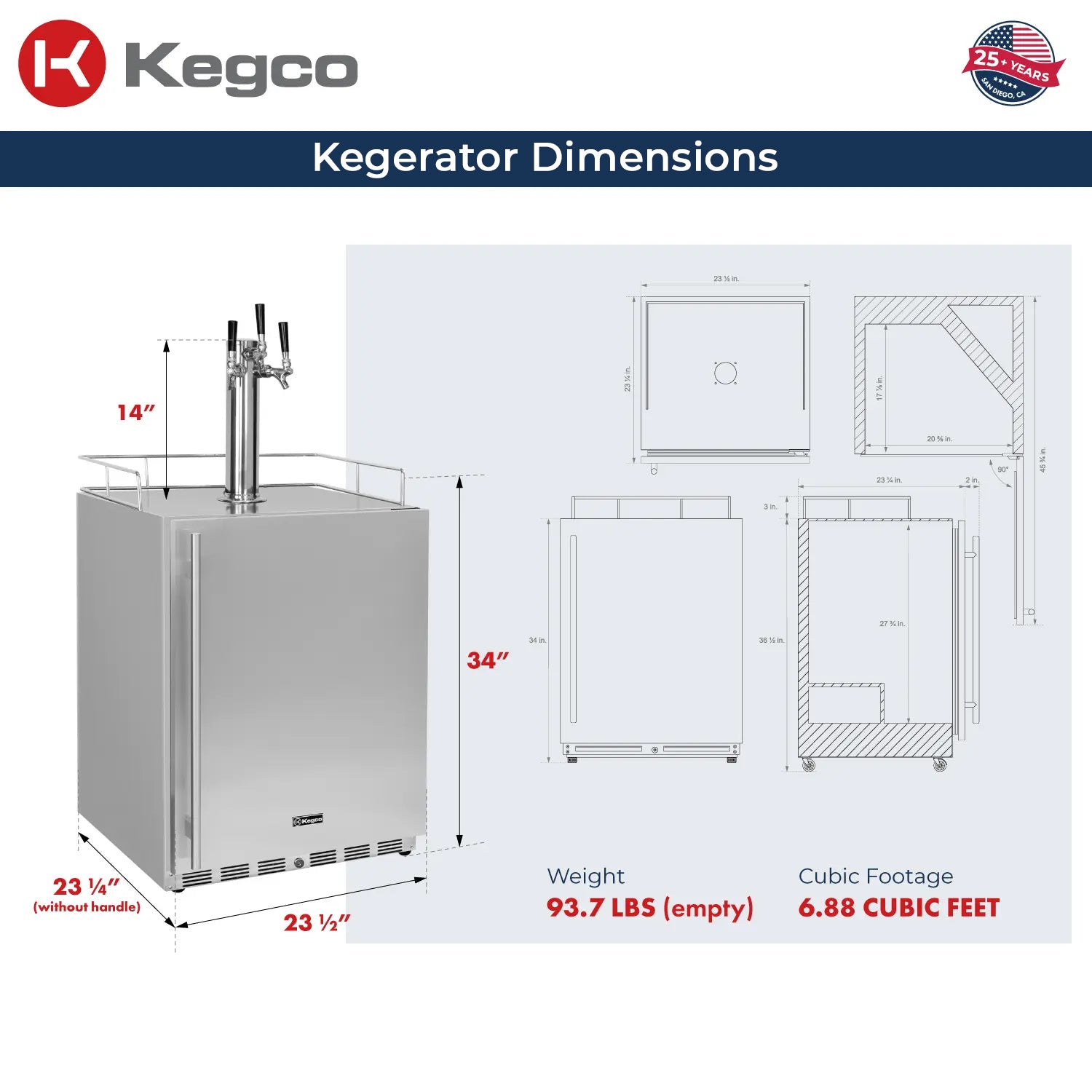 kegerator dimensions