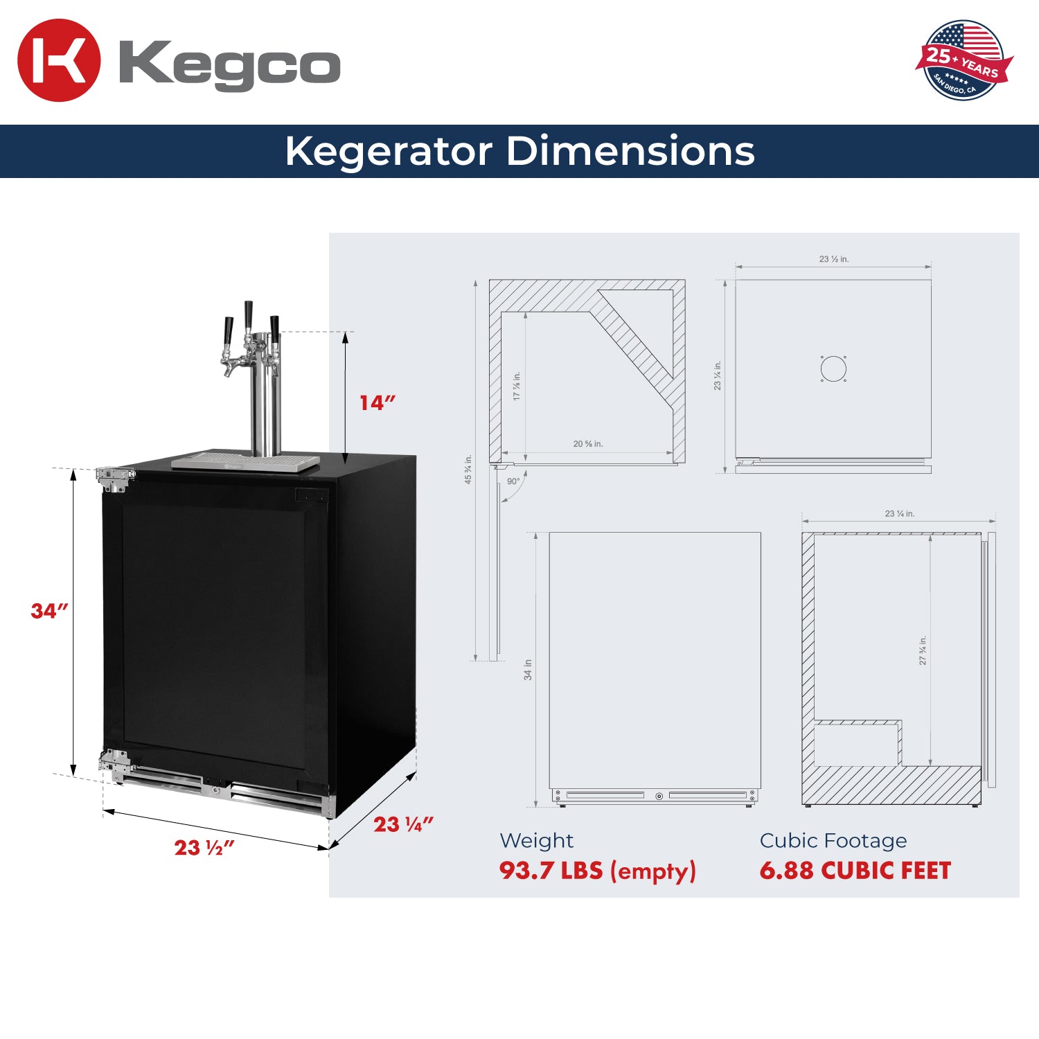 kegerator dimensions
