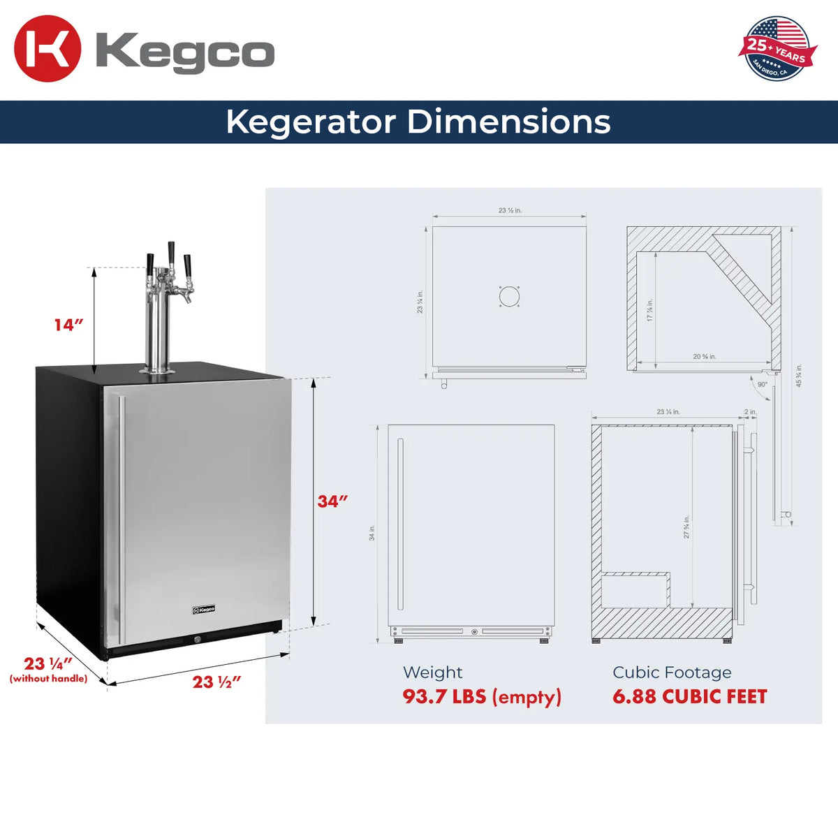 Kegco VSK-24 kegerator dimensions