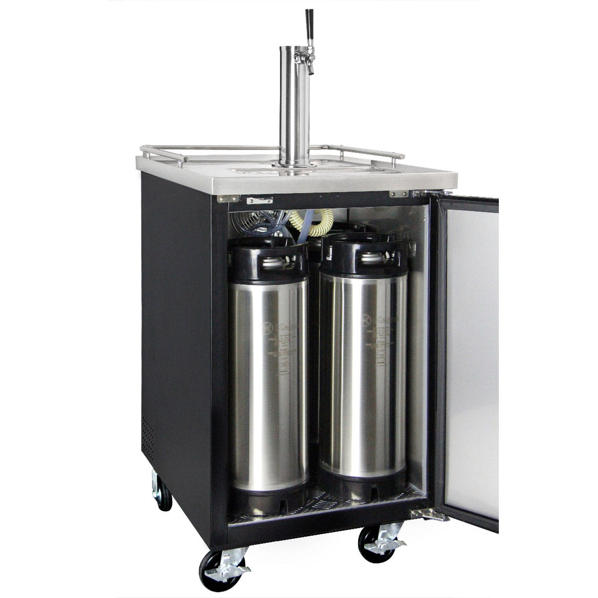 Holds up to 4 home brew kegs