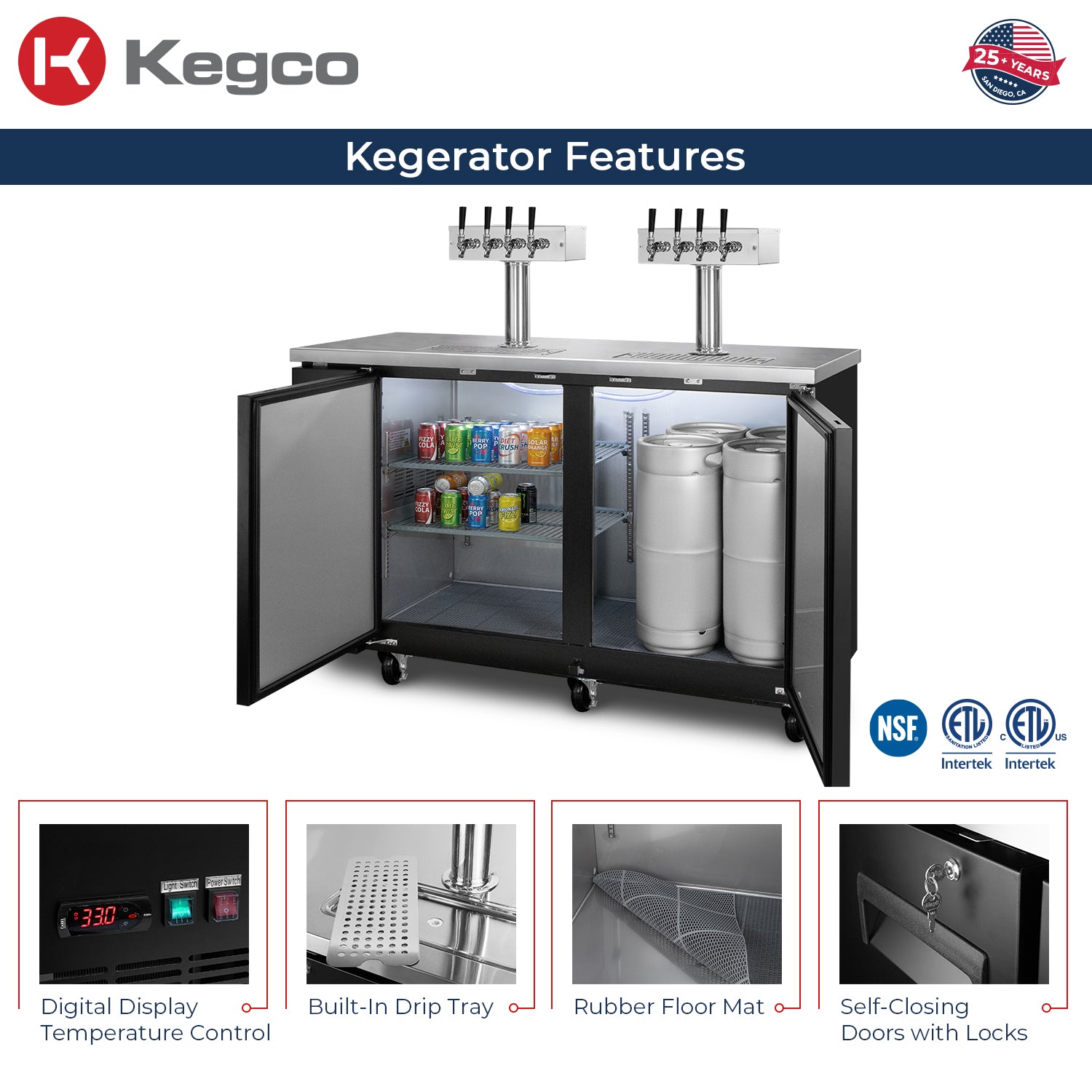 Two-Keg Beer Dispenser features